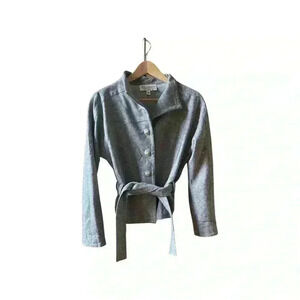ST. JOHN Belted Black White Tweed Blazer Jacket